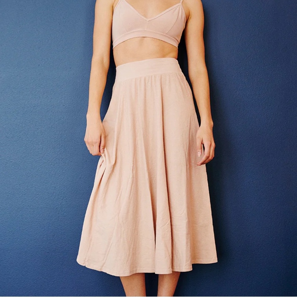 Groceries apparel pale pink cotton midi skirt